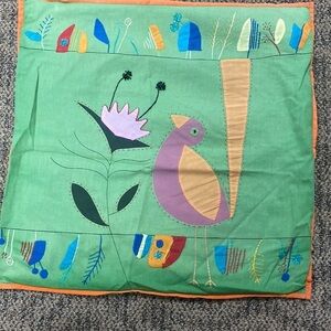 Boho bird appliqué pillow cover 16”